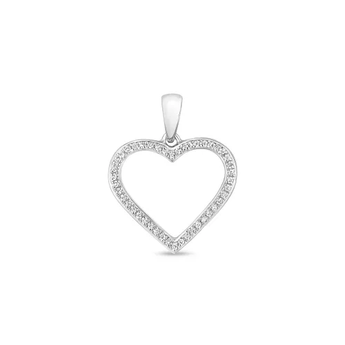 0.09ct Diamond Heart Pendant White Gold 9ct